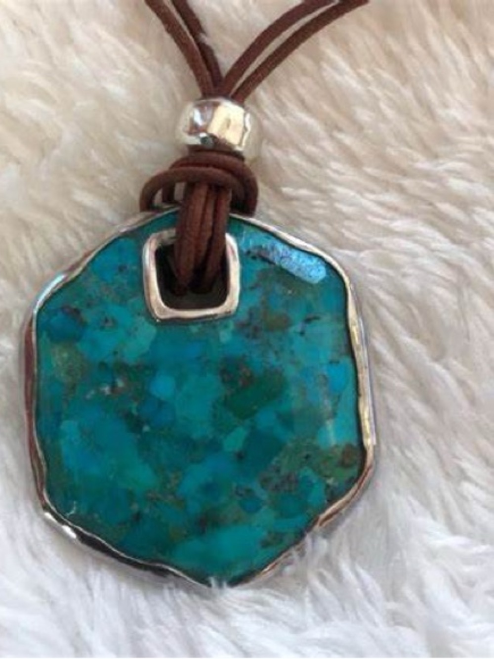 Turquoise & Lapis Pendant Necklace in Teal and Navy